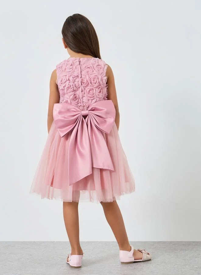 Take Two  Girls Pink Flower Details Mesh Sleeveless Dress for Women | Best Price UAE